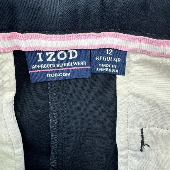 NEW Izod Approved Schoolwear Shorts Boys 12 Navy Blue Chino Adjustable‎ Waist - Picture 4 of 7